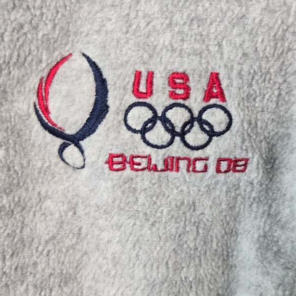 Team USA Beijing 2008 Olympics Fleece Jacket Grey Full Zip Mens XXL Made in USA - Picture 4 of 13